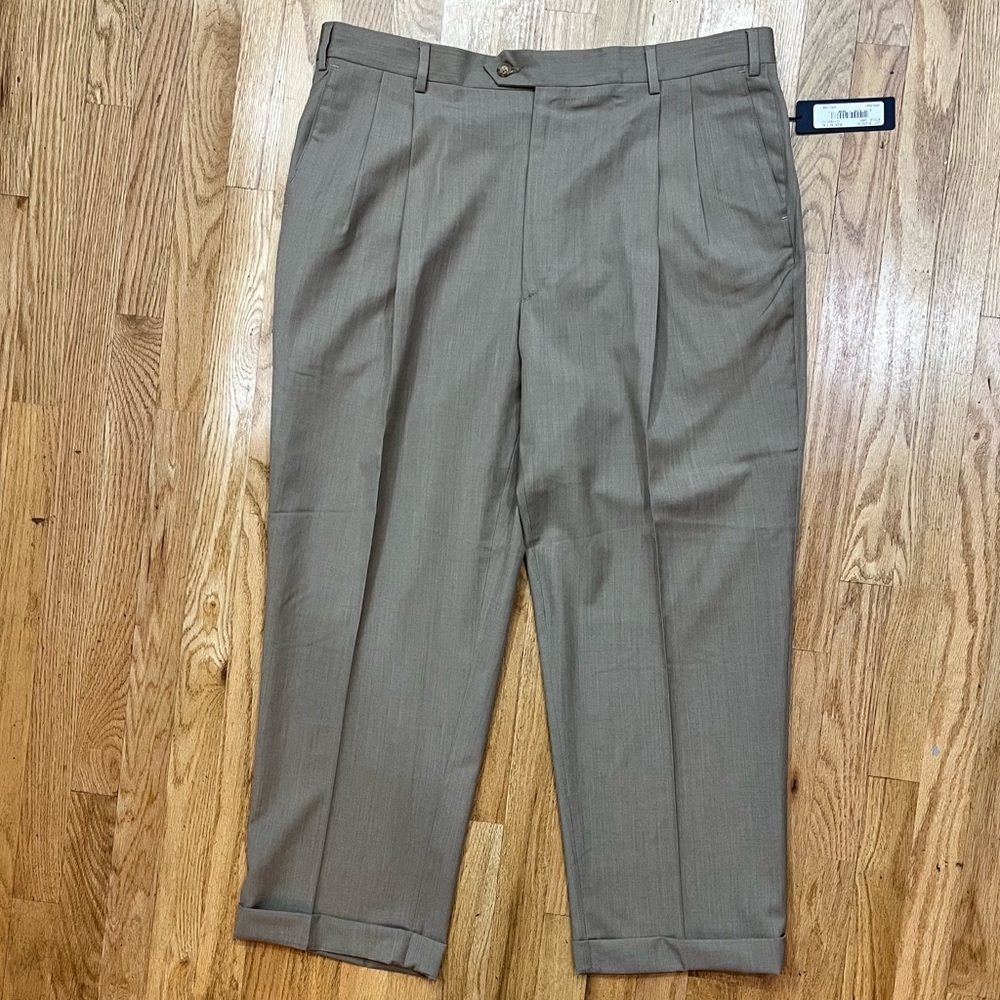 Vintage NWT Barry Mens 100% Worsted Wool Dress Pants. 40X30 Pleated Cuffed.